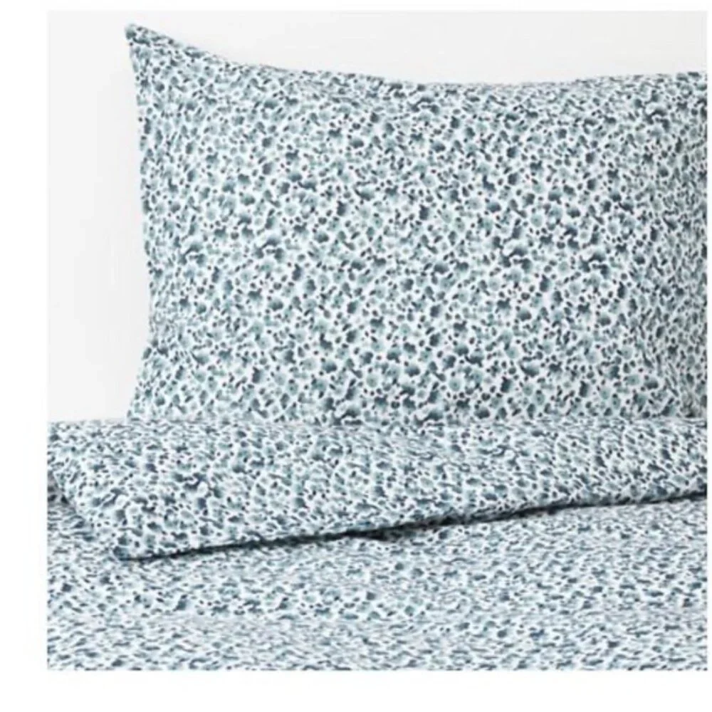 IKEA Vattenmynta Twin Duvet Cover and 1 pillow case set Blue Floral new
